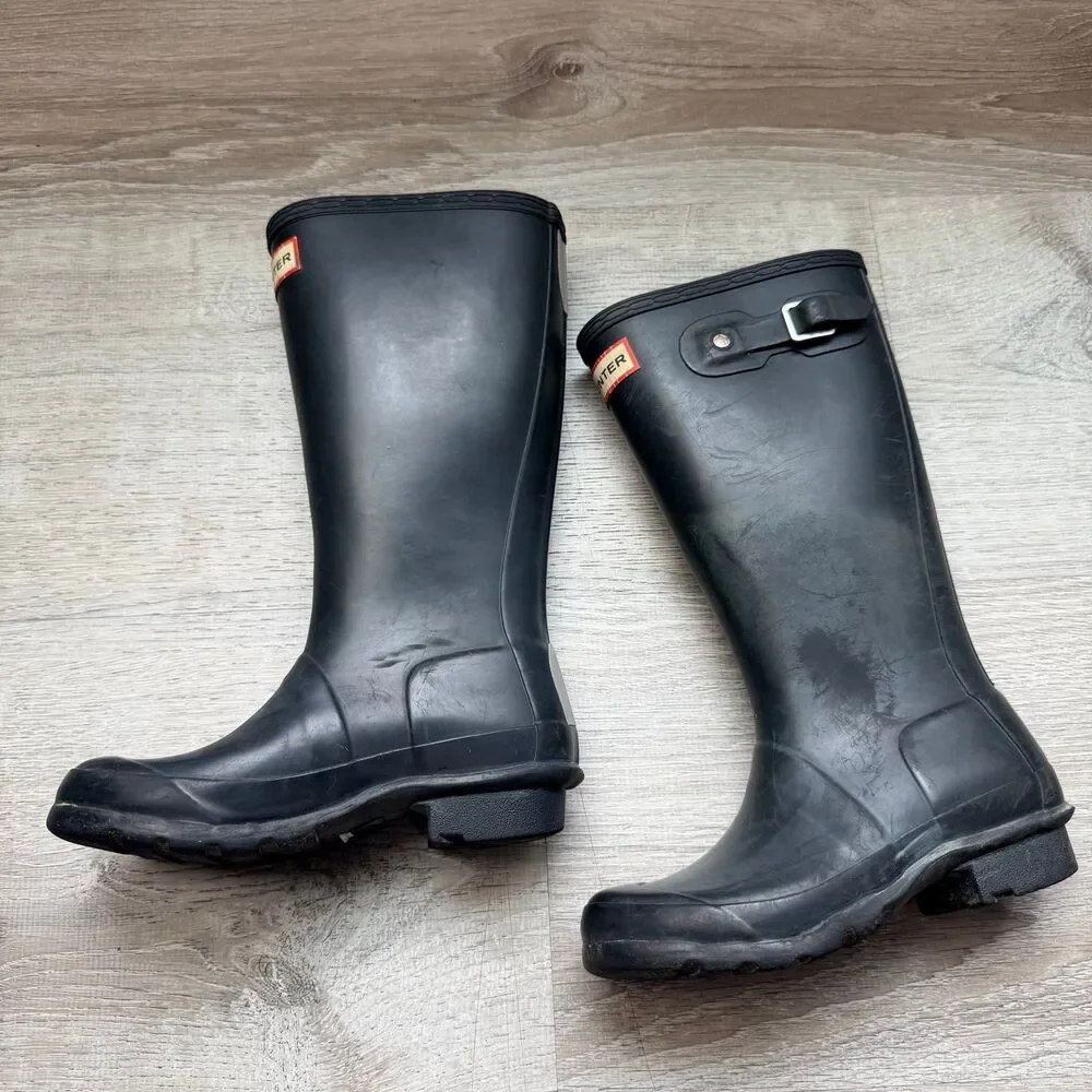 Hunter kids dark black Rain rubber Boots SIZE US 1